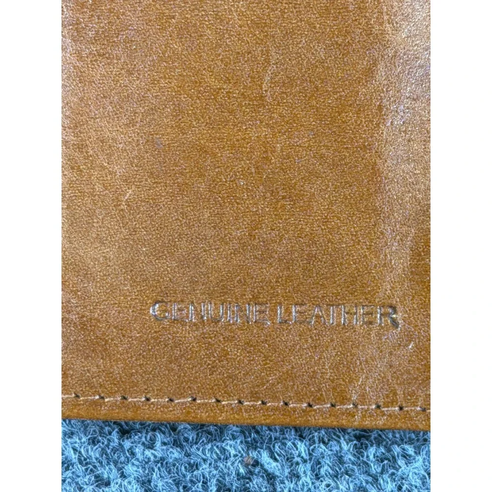 Tan Genuine Leather Bifold Card Case Wallet with ID Window Slim Minimalist